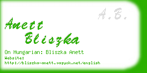 anett bliszka business card